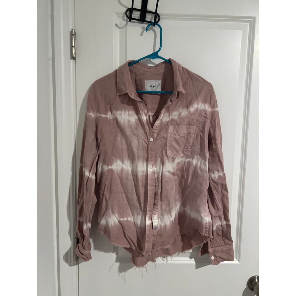 Rails Ingrid Raw-Hem Shirt – Size Large – Pink & White Tie-Dye